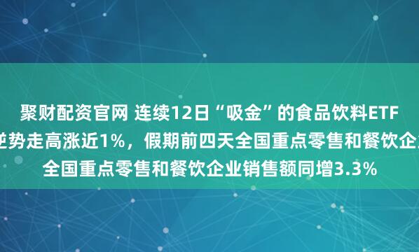 聚财配资官网 连续12日“吸金”的食品饮料ETF天弘（159736）逆势走高涨近1%，假期前四天全国重点零售和餐饮企业销售额同增3.3%